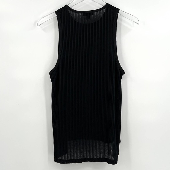 ALALA Sleeveless Crew Neck Horizontal Sheer Ribbed Top Black M - Picture 2 of 6